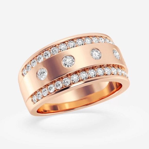 1 1/4 ctw Round Lab Grown Diamond Men's Floating Wedding Band - Picture 4 of 6